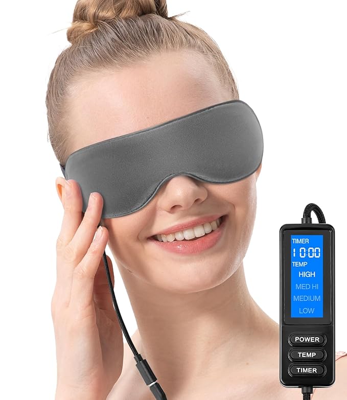 Aroma Season Heated Eye Mask, Warm Eye Compress for Dry Eyes Stye Blepharitis MGD and Blepharitis, Moist Heat Treatment to Unclog Lacrimal Glands (Dark Gray)