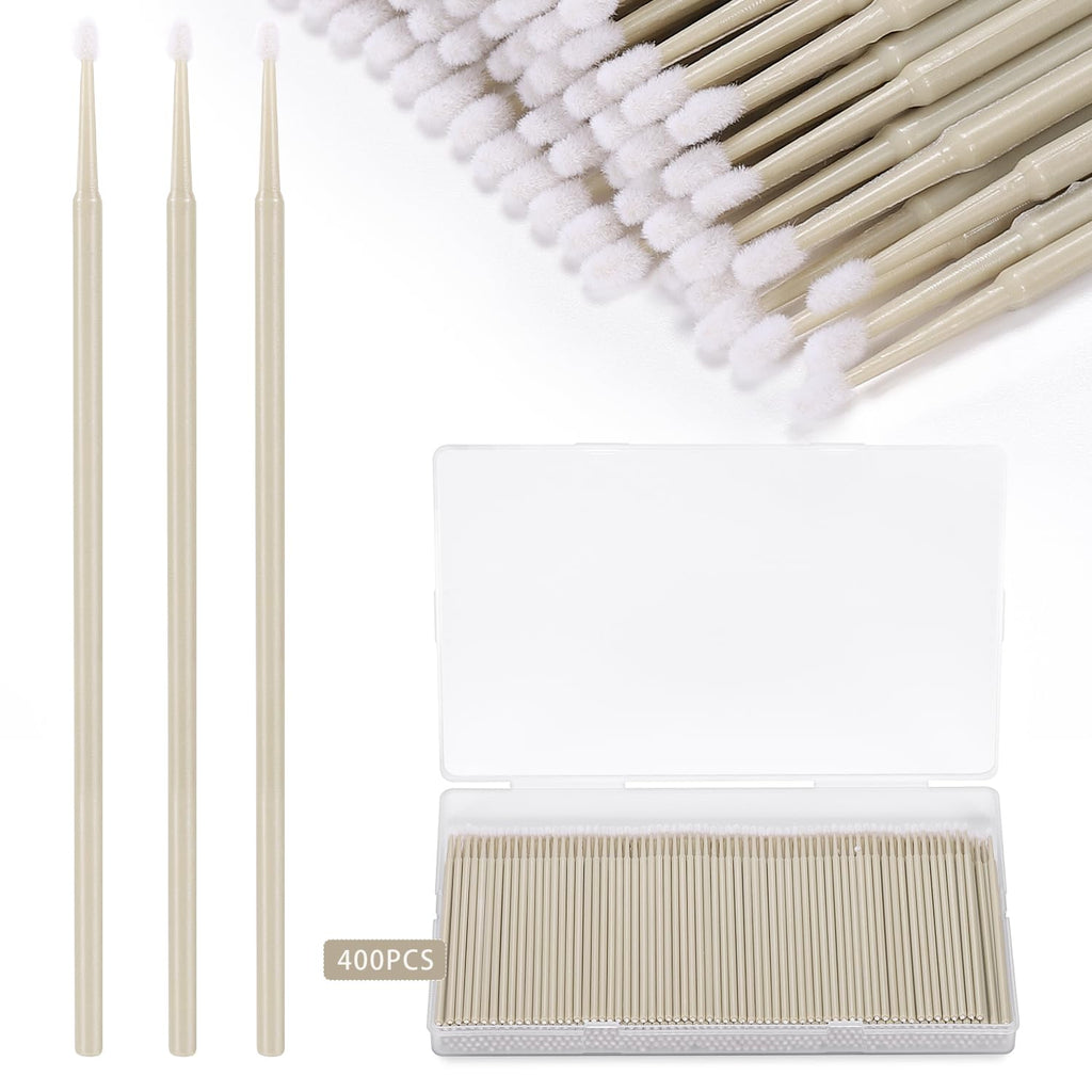 400PCS Micro Applicator Brush,JASSINS Microswabs for eyelash extensions,Disposable Precision Mascara swabs,Suitable for Cleaning and Applying Makeup (Grey)