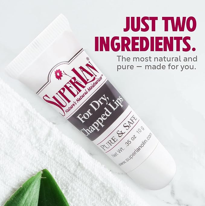 Organic Lanolin Lip Balm - Medical grade - Natural Nipple Cream Lanolin - Moisturizer for dry cracked lips - Hydrating lip care - Ultra pure jojoba oil - Kosher chapstick (0.35 Oz)