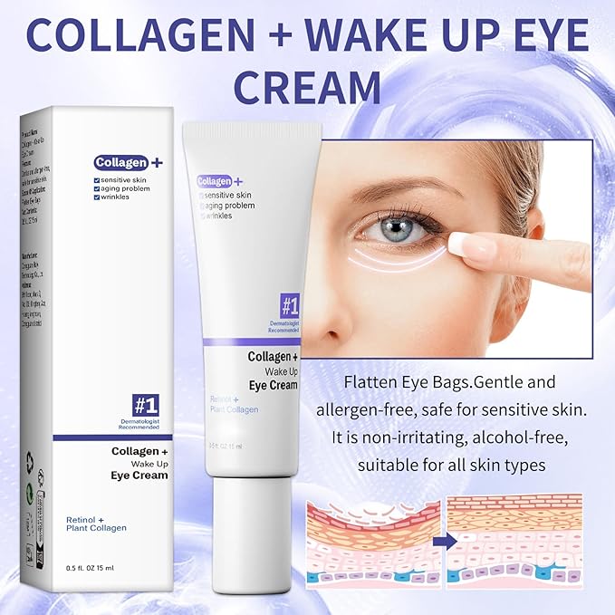 Retinol Under Eye Cream for Dark Circles and Under Eye Puffiness, Eye Repair Cream, 2 PCS Anti-Aging Hyaluronic Acid, Collagen Reduce Wrinkles Eye Cream, Lift, Firm Eyes Skin