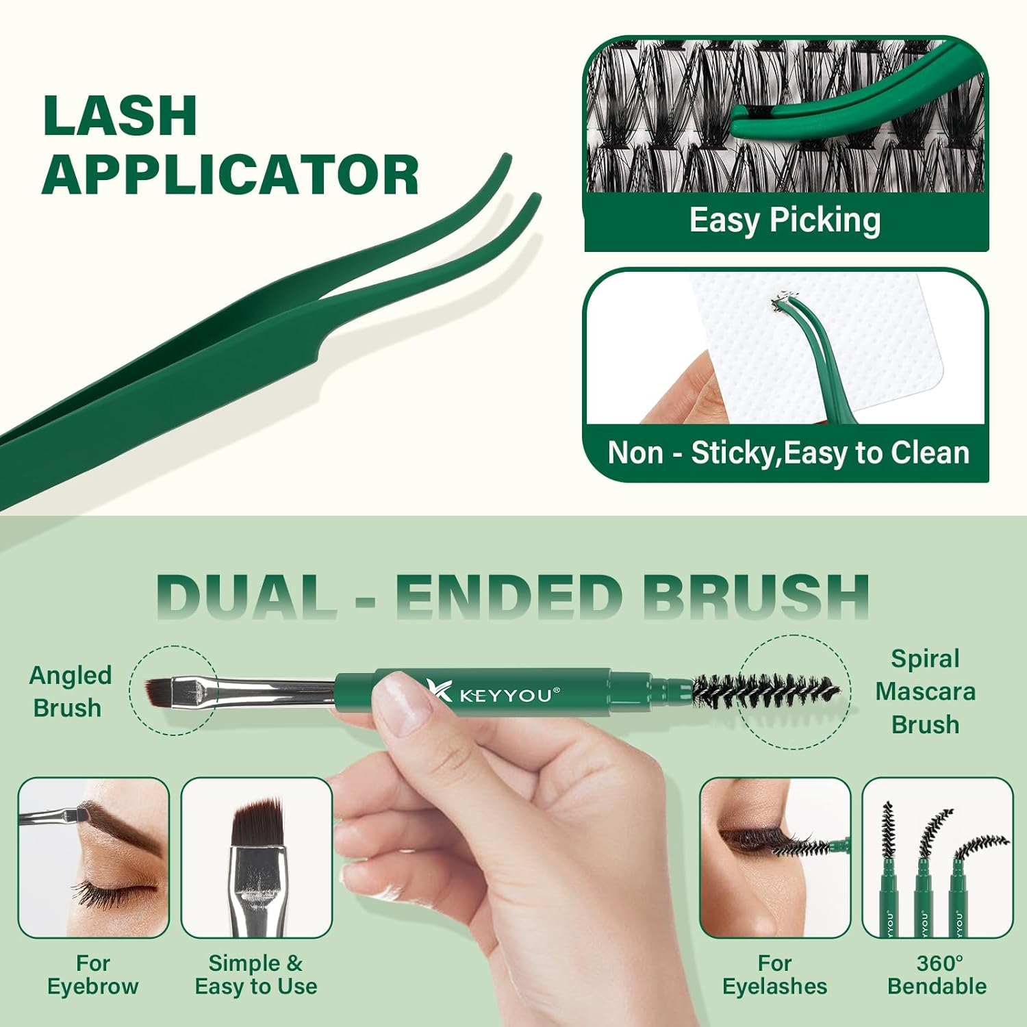 KEYYOU Lash Extension Kit DIY 280Pcs Lash Clusters Eyelash Extension Kit 30D40D,D Curl 9-18MIX Lash Clusters Kit with Lash Glue Remover Applicator Easy to Use for Beginners(Kit,30D40D-D,9-18MIX)