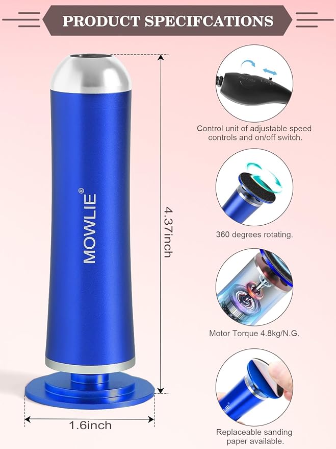 Electric Foot Callus Remover,Foot Scrubber & Callus Remover for Feet Foot Spa Pedicure Tool with 60 Grinding Discs Professional Electric Foot File Ideal for Nurses Teachers Workers