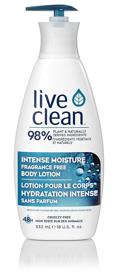 Live Clean Intense Moisture Fragrance Free Body Lotion, 18 Fl Oz