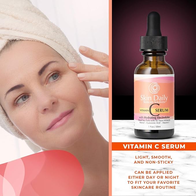 Antioxidant Vitamin C Serum for Face- Infused with Electrolytes, Hyaluronic Acid, Retinol - 1 oz