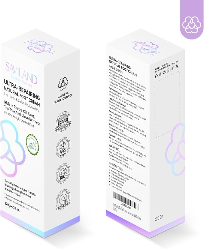 SAVILAND Ultra-Repair Foot Cream Spa Pedicure Kit: 2024 Natural Tea Tree Castor Oil Foot Lotion for Dry Cracked Heels Feet Care Kit Foot File Callus Remover Dead Skin Removal Home Use