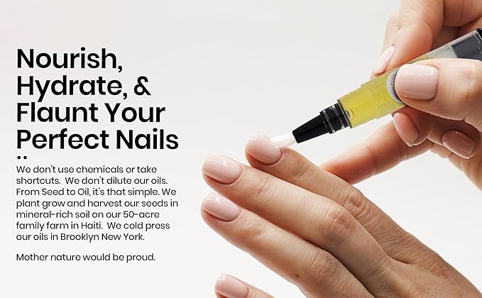 Papa Rozier Farms Nail and Cuticle Oil, 100% Pure Organic, Cold Pressed, Unrefined Moringa Oil for Strong, Soften and Soothe Dry Cuticles, 10 Milliliters, Pack of 1