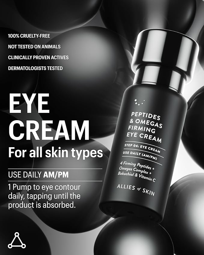 Allies of Skin Peptides Firming Eye Cream | Under Eye Moisturizer for Dark Circles & Puffiness | Bakuchiol, Ceramides and Vitamin C for Fine Lines and Under Eye Area | 0.5 oz