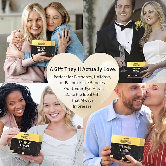 Under Eye Patches(8 Pairs), 24K Gold, Caffeine, Hyaluronic Acid, Aloe Vera Eye Masks for Dark Circles Puffy Eyes Undereye Bags, Eye Skin Care Gift Set for Bachelorette Party Favors