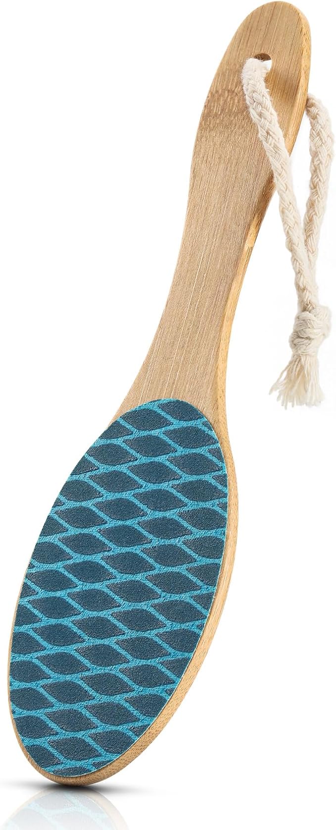 FVION Bamboo Foot File Callus Remover - Portable Foot Scrubber Pedicure Feet Sander File, Double-Sided Heel Scraper for Smooth and Soft Feet