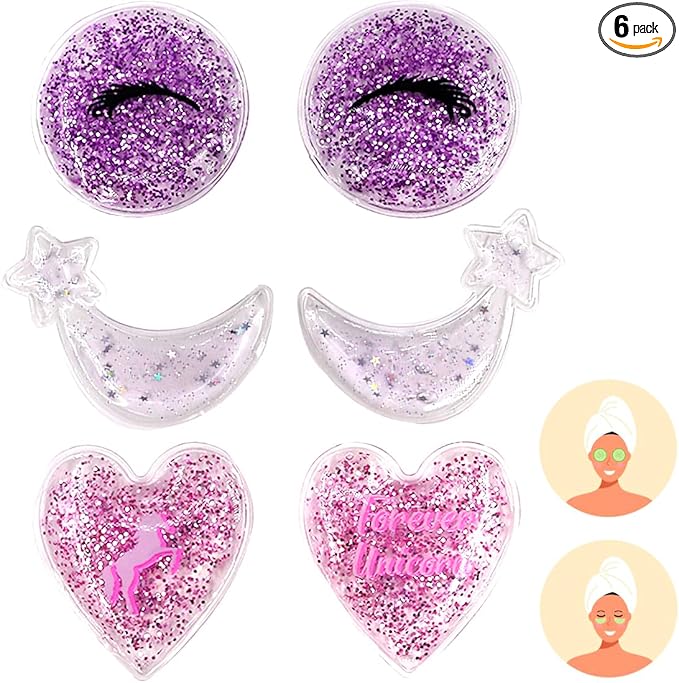 Gel Eye Ice Pack, Cooling Eye Pad, Cooling Eye Masks Hot ＆ Cold Treatment for Eye Strain, Eye Swelling, Eye Redness, Puffy Eyes, Dark Circles, Smooth Fine Lines, and Eye Recover Surgery. 6 PCS