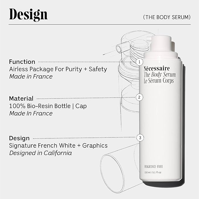 Nécessaire The Body Serum - Hydrating Serum With Hyaluronic Acid, Niacinamide + Ceramides. Dermatologist-Tested. Hypoallergenic. Approved By The National Eczema Association. 150 ml / 5.1 fl oz.