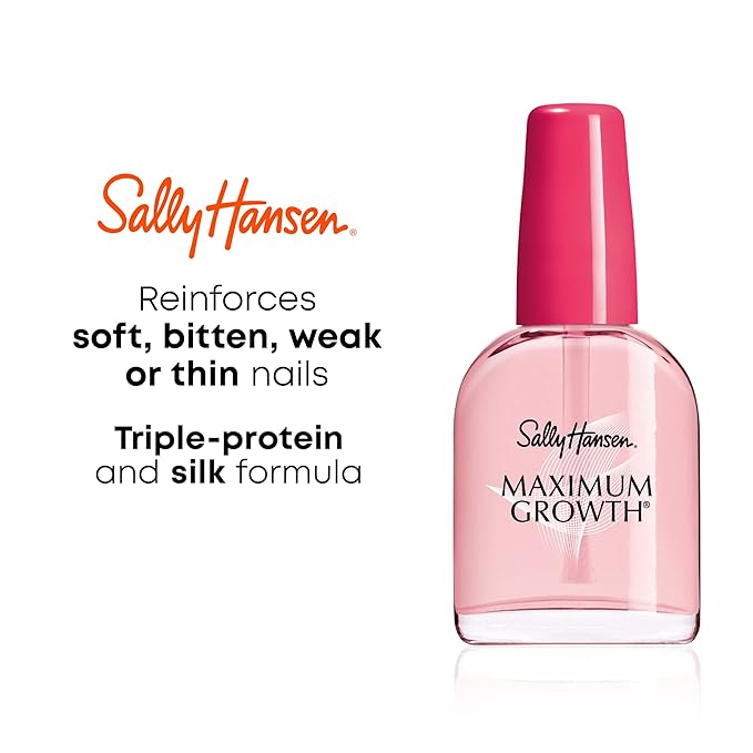 Sally Hansen Maximum Growth®, Nail Strengthener, Base Coat, Nail Protectant, Triple Protein and Silk Formula