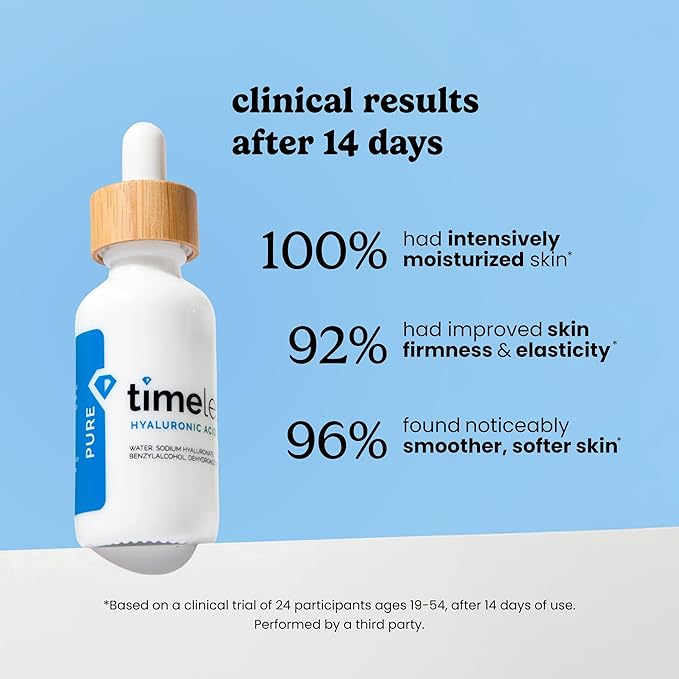 Timeless Skin Care Hyaluronic Acid 100% Pure Serum - Hydrating Face Serum for Personal Care - Fragrance-Free Hyaluronic Acid Serum for Skin Care - 2 oz (Pack of 2)
