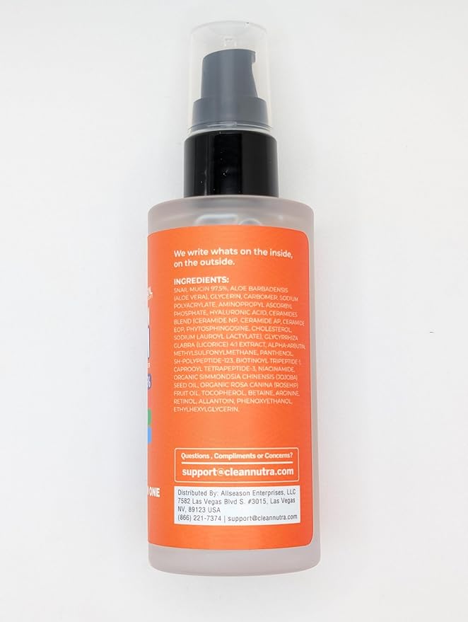 Snail Mucin Serum Vitamin C Face Serum Anti Aging with Hyaluronic Acid Niacinamide Retinol MSM Aloe Vera & Ceramides, Korean Skin Care Dark Spot Remover for Glowing Skin Beauty, Pack of 1