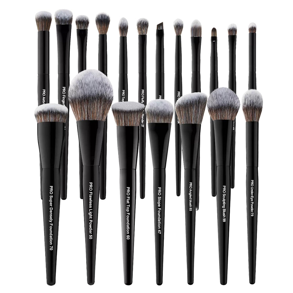 Bueart Design 19Pcs Professional Grade Labeled Makeup Brushes Set, Large Foundation Powder Contour Concealer eyeshadow Blush EyeLiner Make up Brushes,Premium Synthetic hair,Vegan Cruelty-free