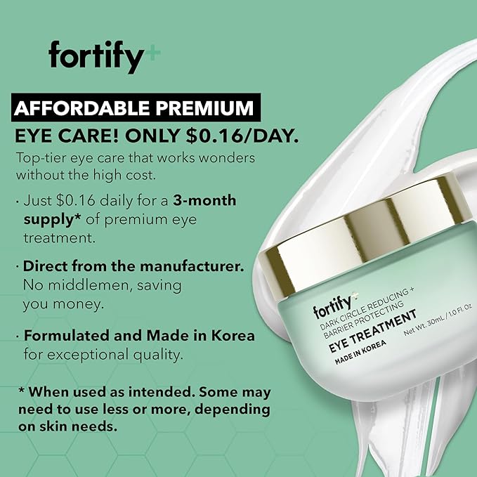 Fortify 9-in-1 Eye Treatment for Dark Circle & Barrier Protection - Dermatologist Tested - Anti-Aging Korean Skincare - 30ml / 1.0 Fl.Oz
