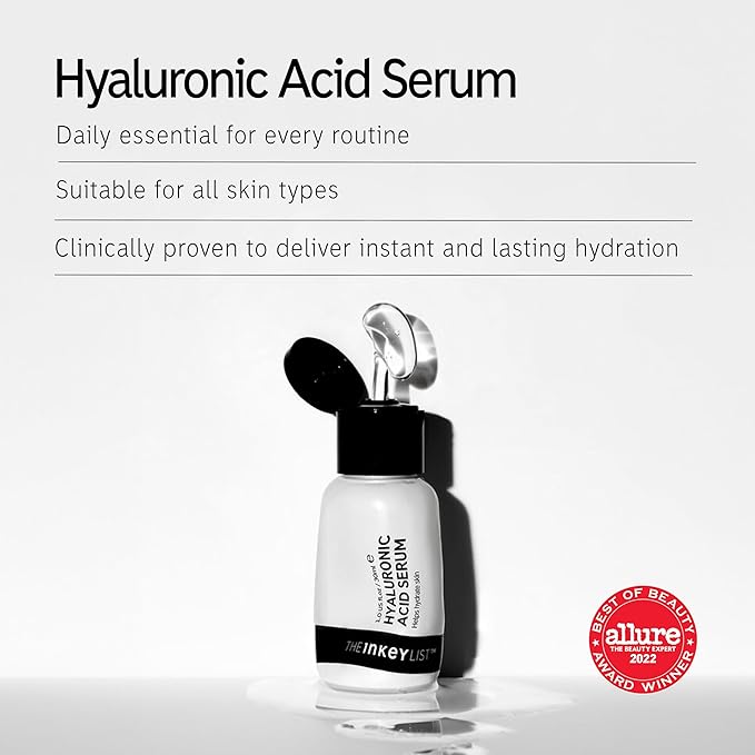 The INKEY List Hyaluronic Acid Serum Duo, Hydrate Multiple Layers of Dry Skin, Plump and Smooth Fine Lines and Wrinkles, 1.0 fl oz (2 Pack)