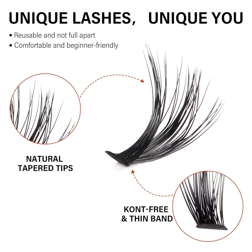 Lash Cluster 240pcs Individual Lashes,8-16mm Diy Lash Extension,C Curl Lash Clusters Wispy,3D Natural Lash Clusters Look Like Eyelash Extension DIY at Home (Orange 40P-C-8-16mix)