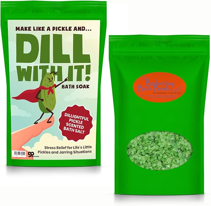 Dill with It Pickle Bath Soak - Premium Dill Pickle Scented Bath Salts for Teens - Weird Spa Gift for Pickle Lovers, Funny Stocking Stuffers, Grab Bags, and Gift Baskets