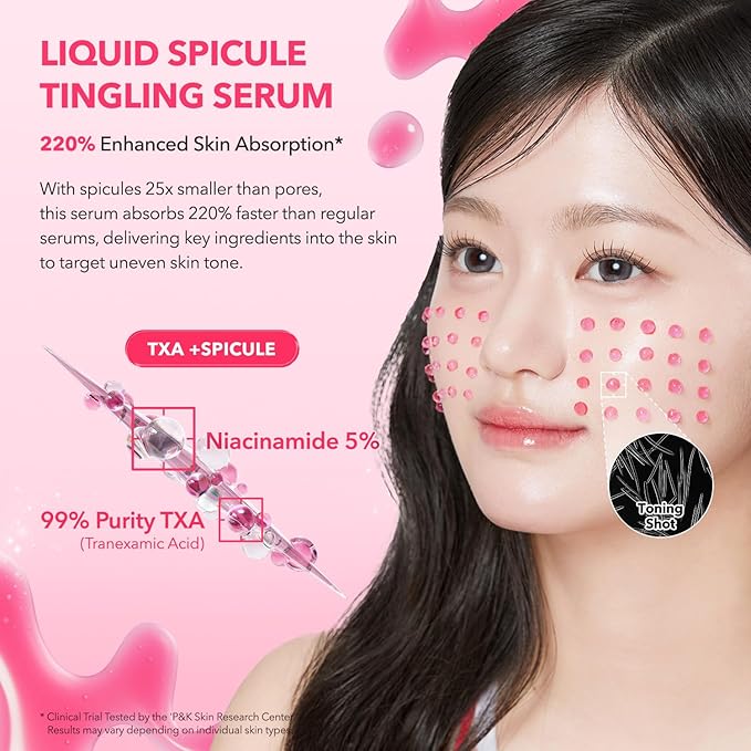 APRILSKIN TXA Overnight Glow Booster Trio: TXA Niacinamide Toning Shot 99 Spicule Facial Serum, TXA Niacinamide 99 Pink Milky Toner and TXA Niacinamide 99 Overnight Wrapping Mask