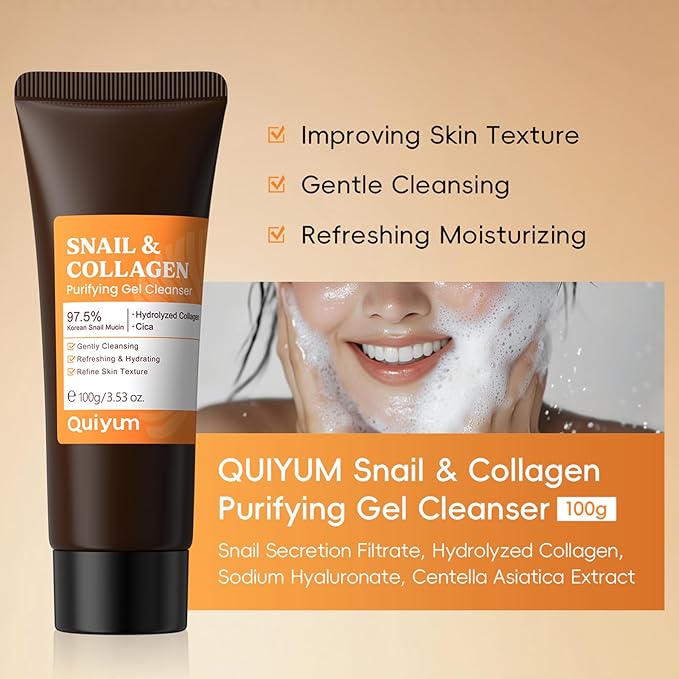 All About Snail Mucin Kit Korean Skin Care Set, Collagen Skincare Gift Set Hydrating & Lifting Skin, Snail Skin Care Products Set Cleanser, Serum, Cream, Facial Kit for Women and Men Anti-Aging 3Pcs