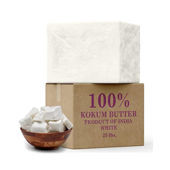 Raw Kokum Butter 8 oz. Jar - 100% Pure Natural Cold Pressed - Great for Skin, Body and Hair Moisturizer, DIY Creams, Balms, Lotions and Soap Making.
