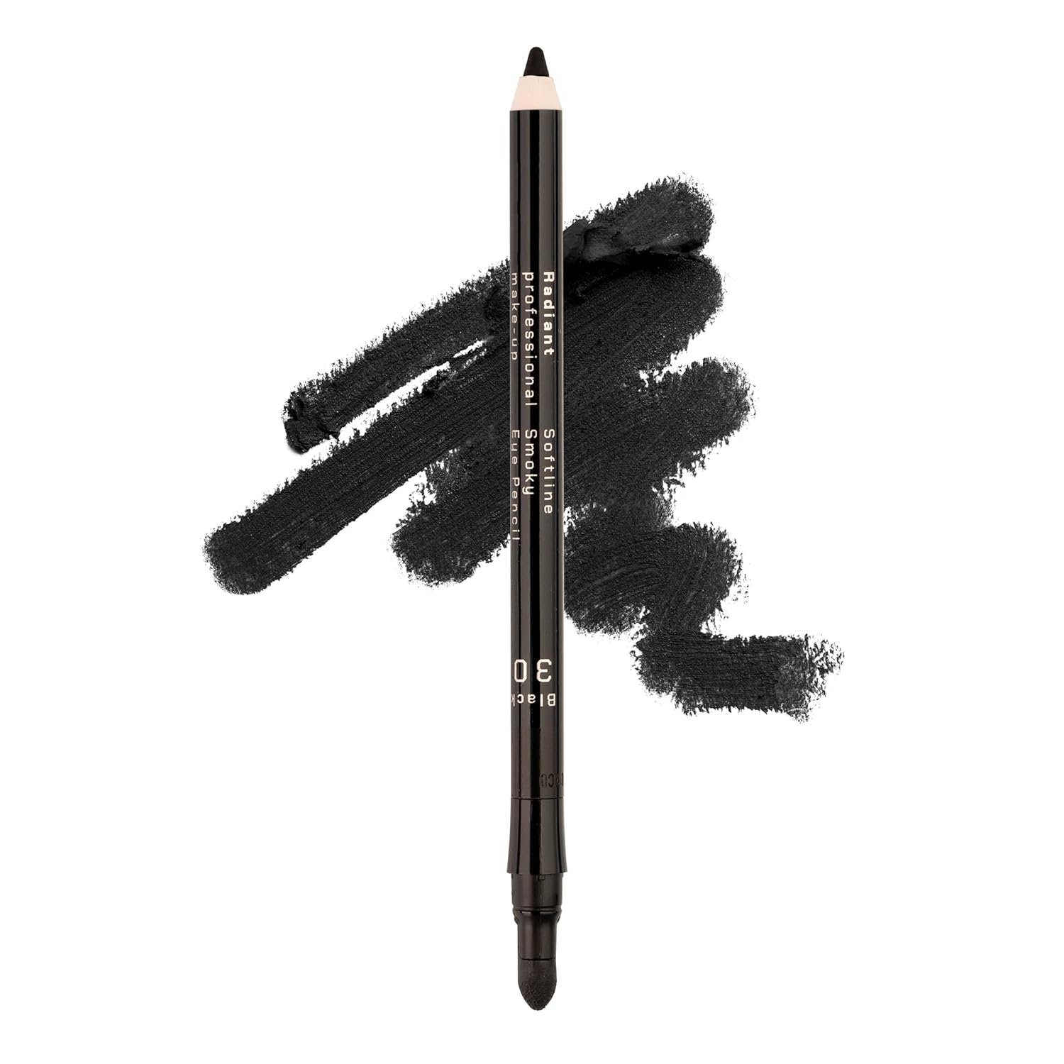 Radiant Professional Black Waterproof Eyeliner Pencil - Eyeliner Waterproof Smudge Proof - Long Lasting Under Eye Pencil for Smoky Eye - Soft Waterline Eye liner Smudger Tool, Smoky Black (30)