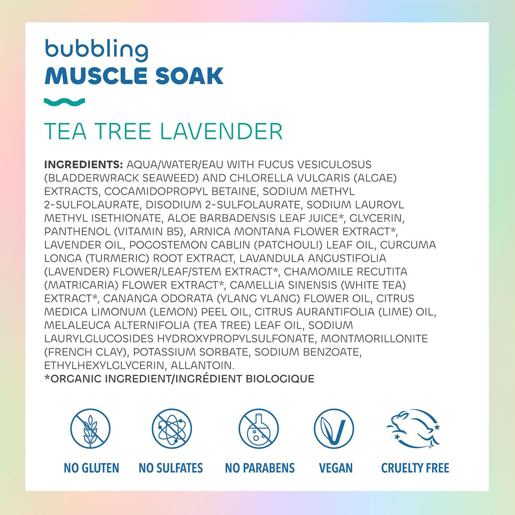 Seaweed Bath Co. Bubbling Muscle Soak, Tea Tree Lavender Scent, 12 Ounce, Sustainably Harvested Seaweed, French Sea Clay, Arnica