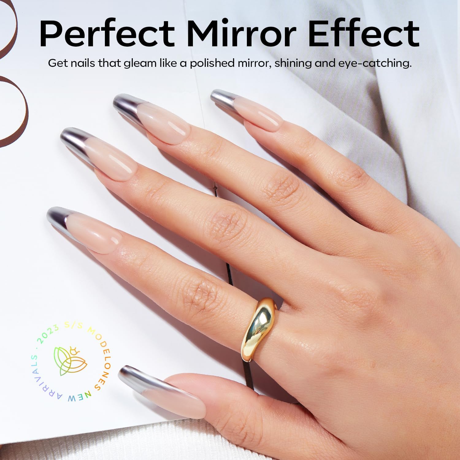 modelones Chrome Nail Powder 4 pcs, White Pearl Nail Chrome Powder, Iridescent Aurora Glitter Mermaid Silver Metallic Mirror Holographic Effect Pearlescent Pigment Dust Kit Resin Craft