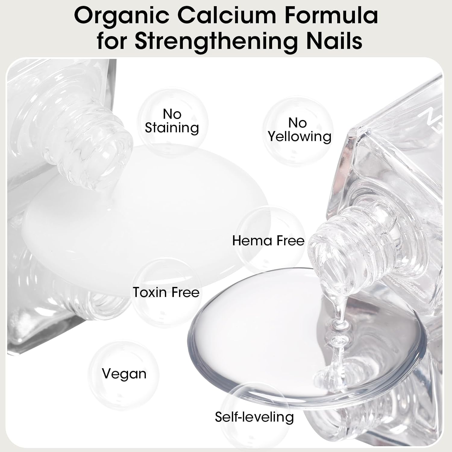 GELLEN Clear Nail Polish Base and Top Coat, Shine No Wipe Top Coat and Tinted Milky White Sheer Base Coat Strengthens Nails - Calcium, Quick Dry Regular Nail Polish, Not UV Gel, Hema Free, Non-toxic