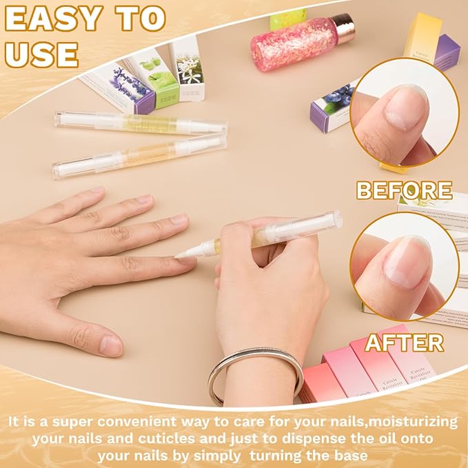 Meschett 2PCS Cuticle Oil Pens for Nail Care,Cuticle Revitalizer Oil Pen with Soft Brush,Cuticle Oil to Prevent Nail Cracking and Dry (Pineapple & Orange Flavor)