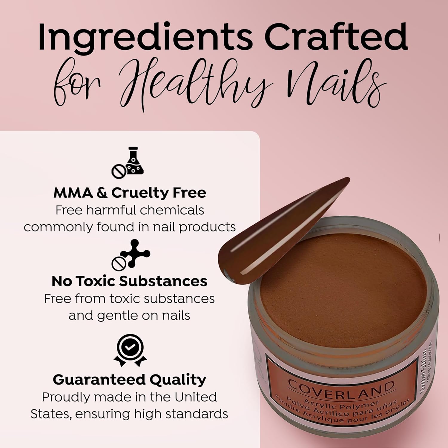 Tones Coverland Acrylic Nail Powder "Hot Cocoa" - Limited Edition Acrylic Powder for Nail Design, Sculpting, and Masking Nail Bed Imperfections - Professional Acrylic Nail Supplies - (1.5 Oz)