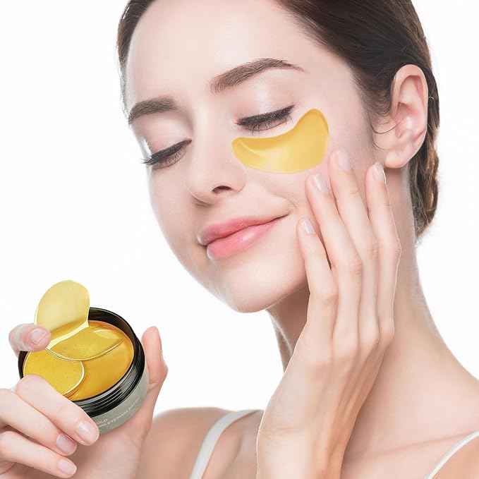 Under Eye Patch for Dark Circles and Puffy Eyes,Under Eye Masks Reduce Smooth Wrinkles and Under-eye Egg,Moisturizing Under Eye Pads For Women,24K Gold Eye Mask Patch-60 Pcs