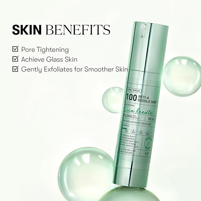 VT COSMETICS Reti-A Reedle Shot 100, Retinol(Vitamin A) Microneedling Serum, Repairing Exosome, Ideal for Retinol Beginner, Glass Skin, Korean Skin Booster 1.69Fl Oz(50ml)