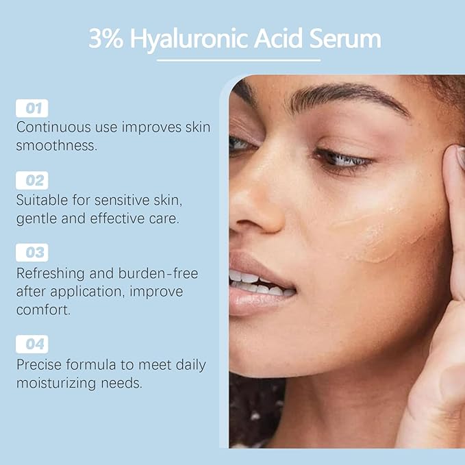 Ultra Hydrating Serum 3% - 30PCS Hyaluronic Acid Smoother Face Serum, Enriched Hyaluronic Acid, Collagen, Vitamin E Moisturizing, Plump, Fine Lines, Wrinkles, Repair for All Skin