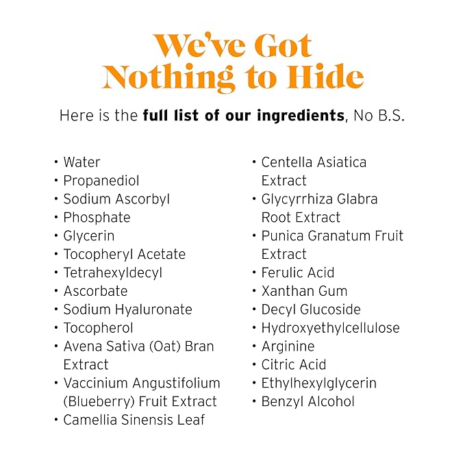 No Bad Stuff - Vitamin C + E Serum - Firming Face Serum for Anti-Aging, Smooths, Hydrates, Plumps Fine Lines & Reduces Dark Spots (1 fl oz)