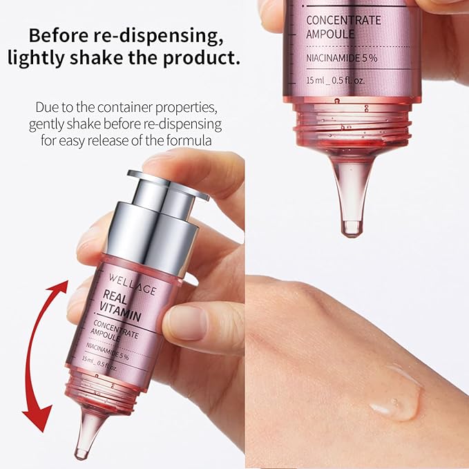 WELLAGE Real Vitamins Concentrate Serum 15ml (0.5 oz.), Intensive Moisturizing Facial Serum, Hydrating Shot Serum for Dull Skin, Refreshing and Lightweight with Niacinamide and Panthenol