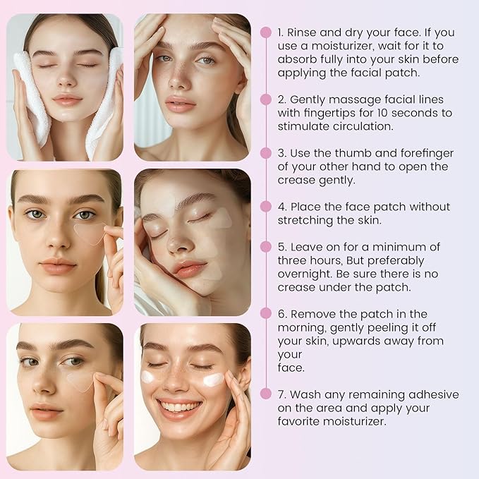 Anti Wrinkle Forehead and Facial Wrinkle Patches: Anti Wrinkle Patches Overnight - Smile Line Pathces - Facial Wrinkle Patche for Forehead, Smile Line, Under Eye 144 Pcs (Purple1)