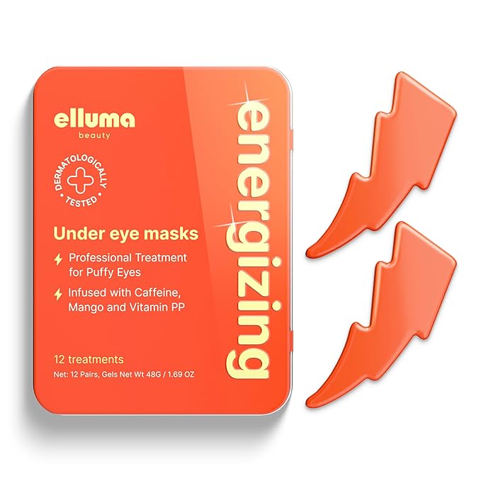 Under Eye Patches 12 Pairs of Themed Hydrogel Eye Gel Pads - For Puffy Eyes and Dark Circles, Under Eye Bags, Wrinkles - Energizing Set with Caffeine