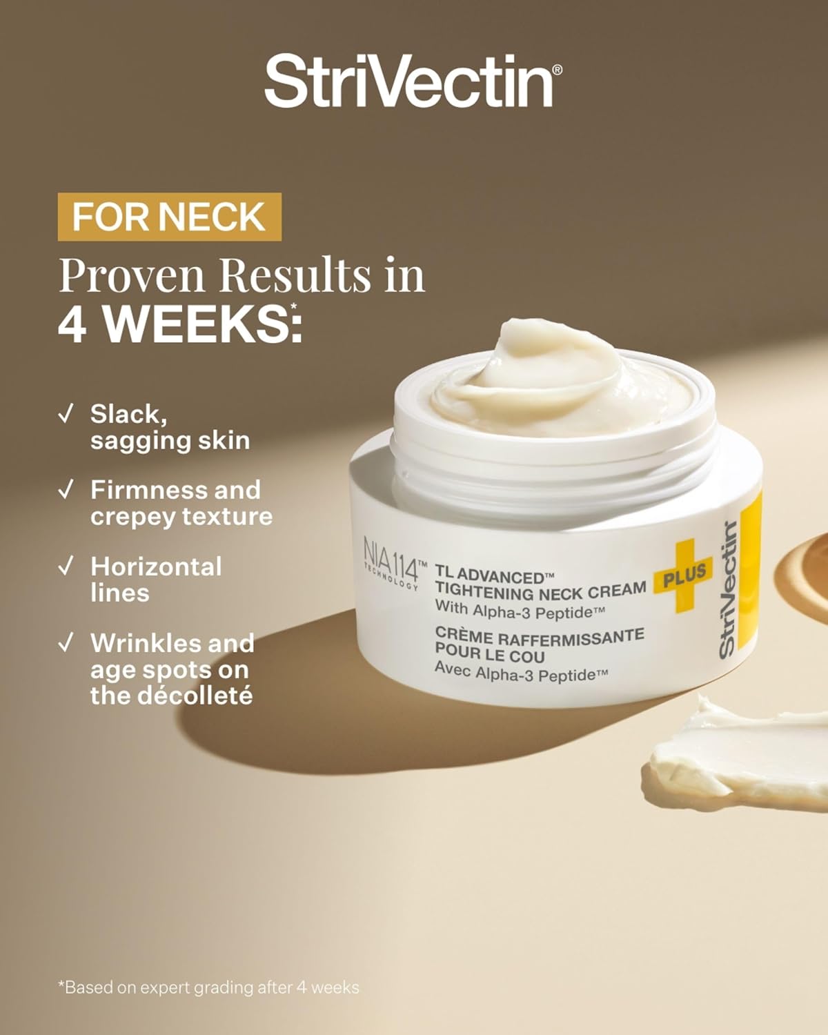 StriVectin Tighten and Lift Advanced Neck Cream PLUS, 3.4 oz for Tightening and Firming Neck and Décolleté Lines, Visibly Reducing Sagging and Crepey Skin for Smooth Healthy Looking Skin