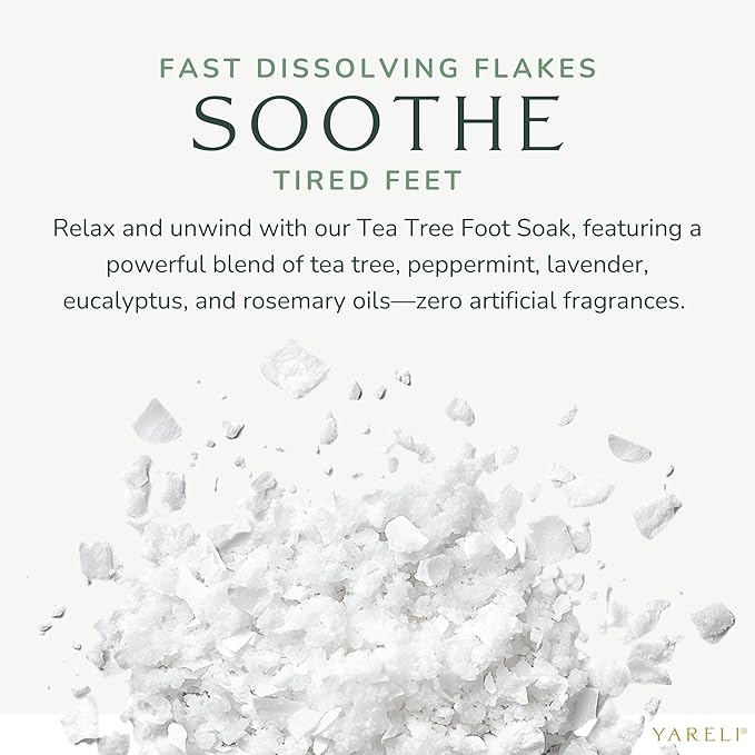 Tea Tree Oil Foot Soak, Dead Sea Magnesium Bath Salt Flakes with Essential Oils, 3lb