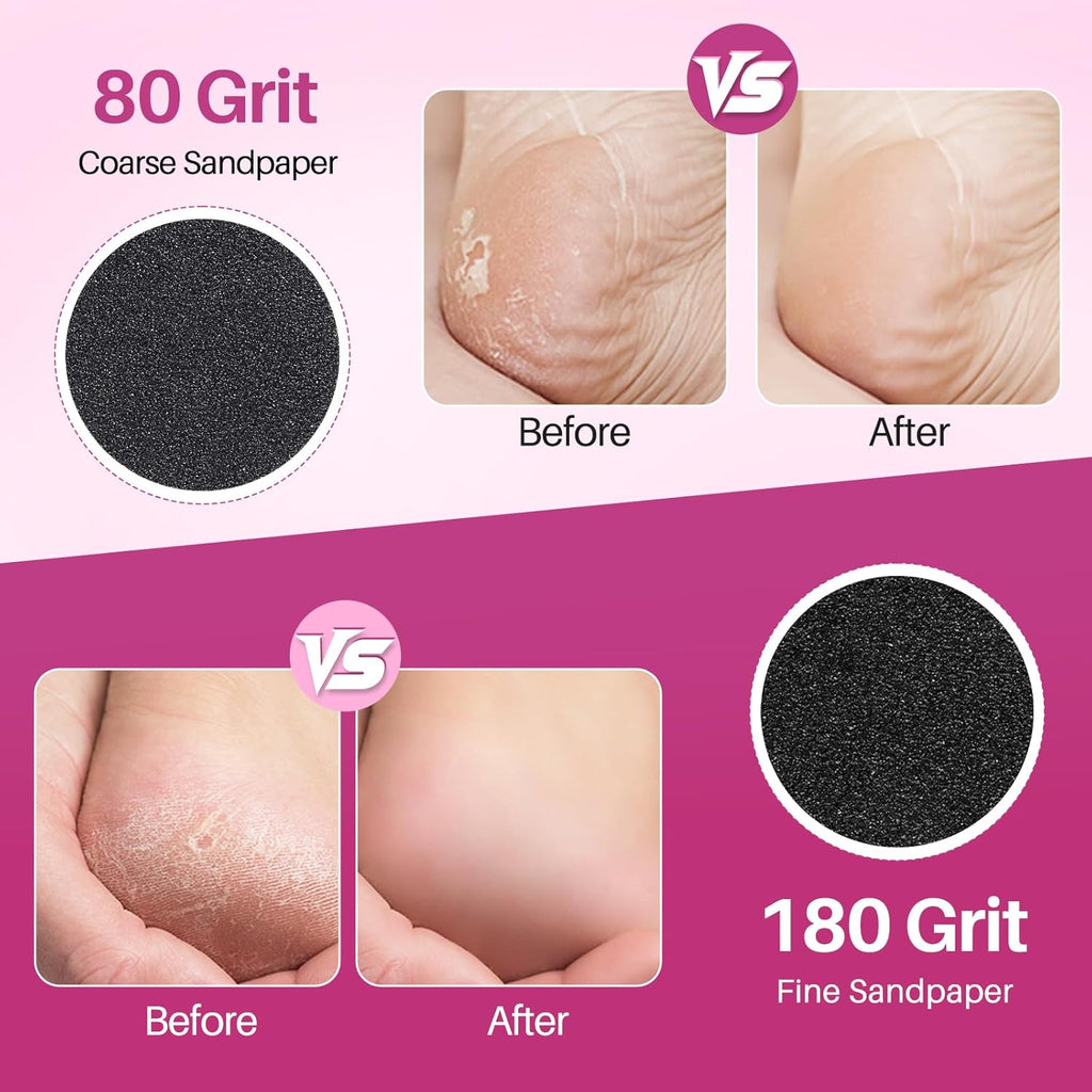Replaceable Sandpaper for Electric Foot File: 60 Pcs/1 Box Feet Grinder for Skin and Callus Remover - 80/180 Grit Fine Sandpaper Refill Discs for Home Spa Salon