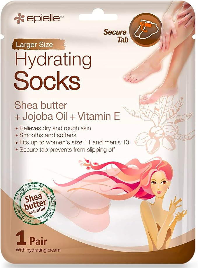 Epielle Hydrating & Moisturizing Gloves & Socks Combo, 12 Pairs Hand and Foot Masks for Dry Hands and Dry, Cracked Heels, Easter Gifts, Mother's Day Gifts, Teacher's Appreciation