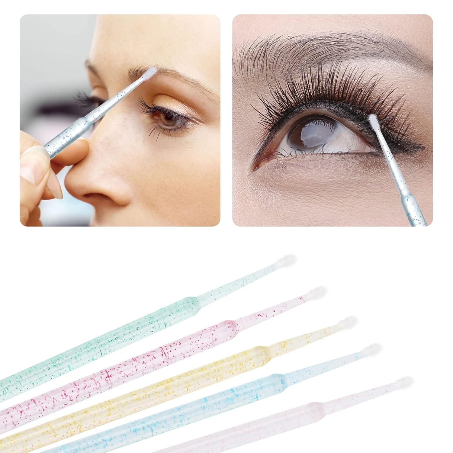 Tbestmax 1000 Pcs Crystal Microbrushes Applicators Disposable Microswabs for Eyelash Extensions Micro Wands Spoolie 5 Color