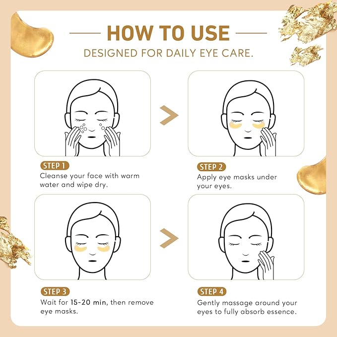 Under Eye Patches for Dark Circles,Puffy Eyes,20 Pairs Face Masks SkinCare With Vitamin C and 24k Gold