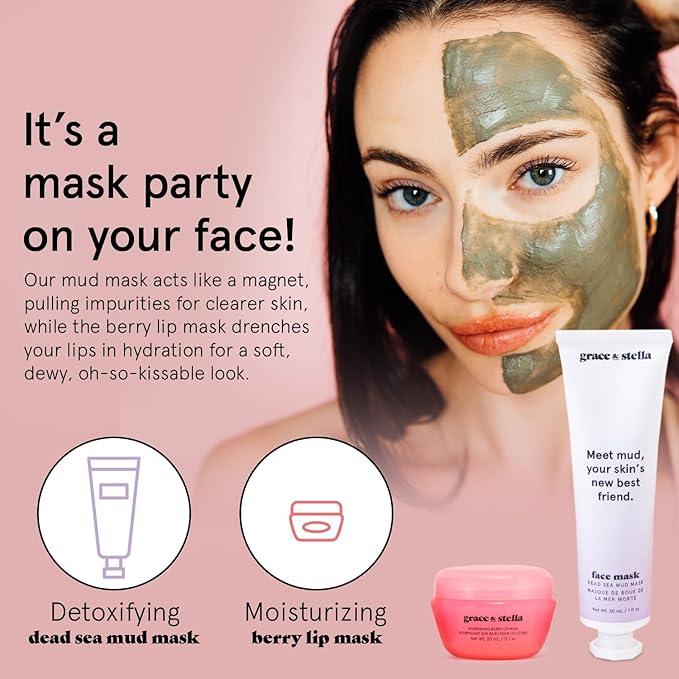 grace & stella Award Mothers Day Gifts for Friends, Gifts for Her - Travel Essentials for Moms with Under Eye Masks, Serum, Cleanser, Lip Balm - Perfect for Anniversary, Birthdays - Vegan Self Care