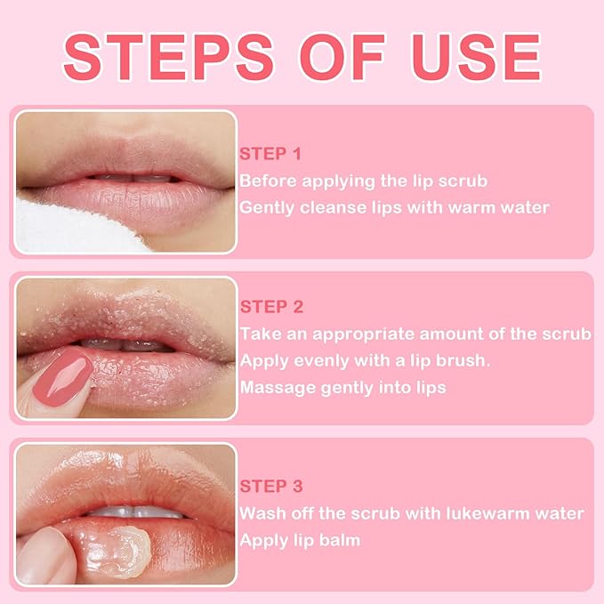 Lip Therapy Set - Lip Scrub & Lip Mask, Overnight Treatment Lip Care Kits with - Exfoliate, Condition, Hydrate and Soothe, Exfoliator & Moisturize Natural Two Step Treatment(4PCS)