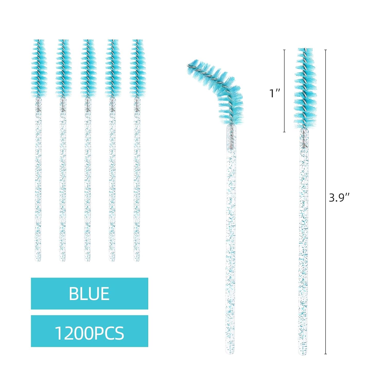Tbestmax 1200 Disposable Mascara Wands Eyelash Brush Spoolies for Eyebrow Eye Lash Extension, Makeup Brushes Applicators Kits - Blue