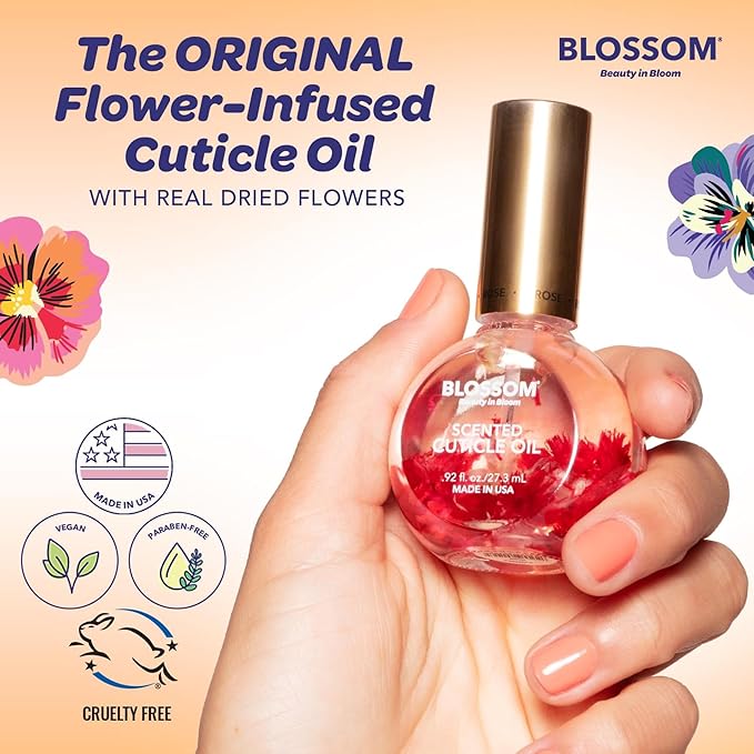 Blossom Cuticle Oil for Nails, Hydrating, Moisturizing, Gourmand Scented Nail Oil Cuticle Care, Infused with Real Flowers, Made in USA, 0.5 fl. oz, Pumpkin Spice Latte