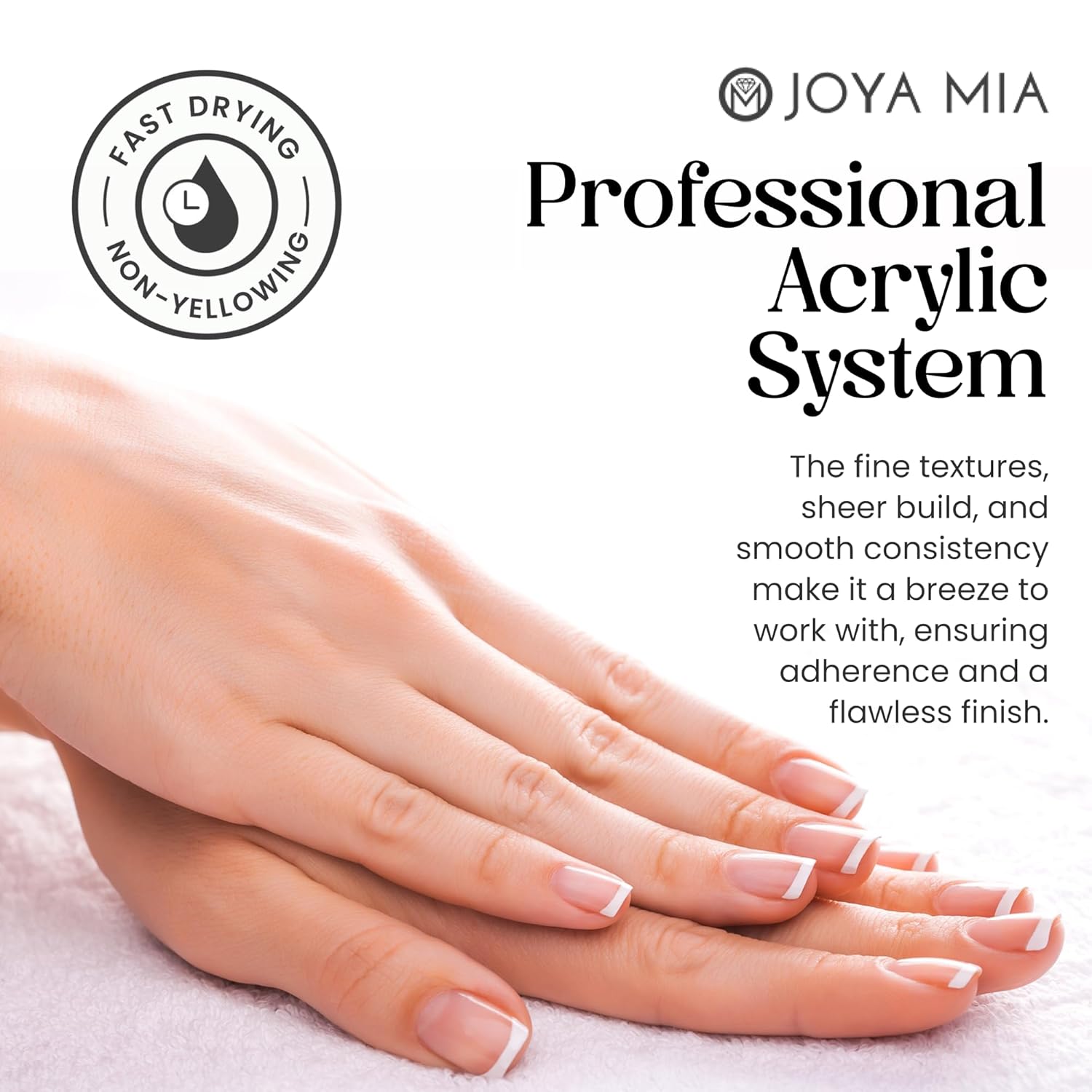 Joya Mia Acrylic Powder for Nails, MMA-Free, Super Adhesion Professional Powder for Flawless & Long-Lasting Nail Enhancements, Easy Application, Vibrant & Stunning Colors - Diamond Clear, 8 oz